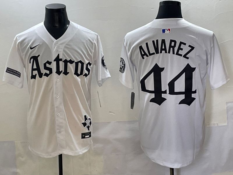 Men 2025 Houston Astros 44 Alvarez White Five generations Joint Name Nike MLB Jersey style 13